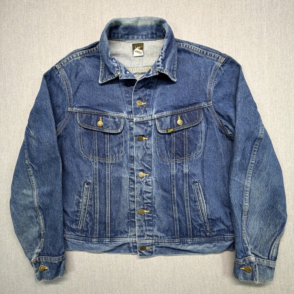Vtg 70s 80s Lee Riders Denim Trucker Jacket 101-J Made USA PATD-153438 Size 40